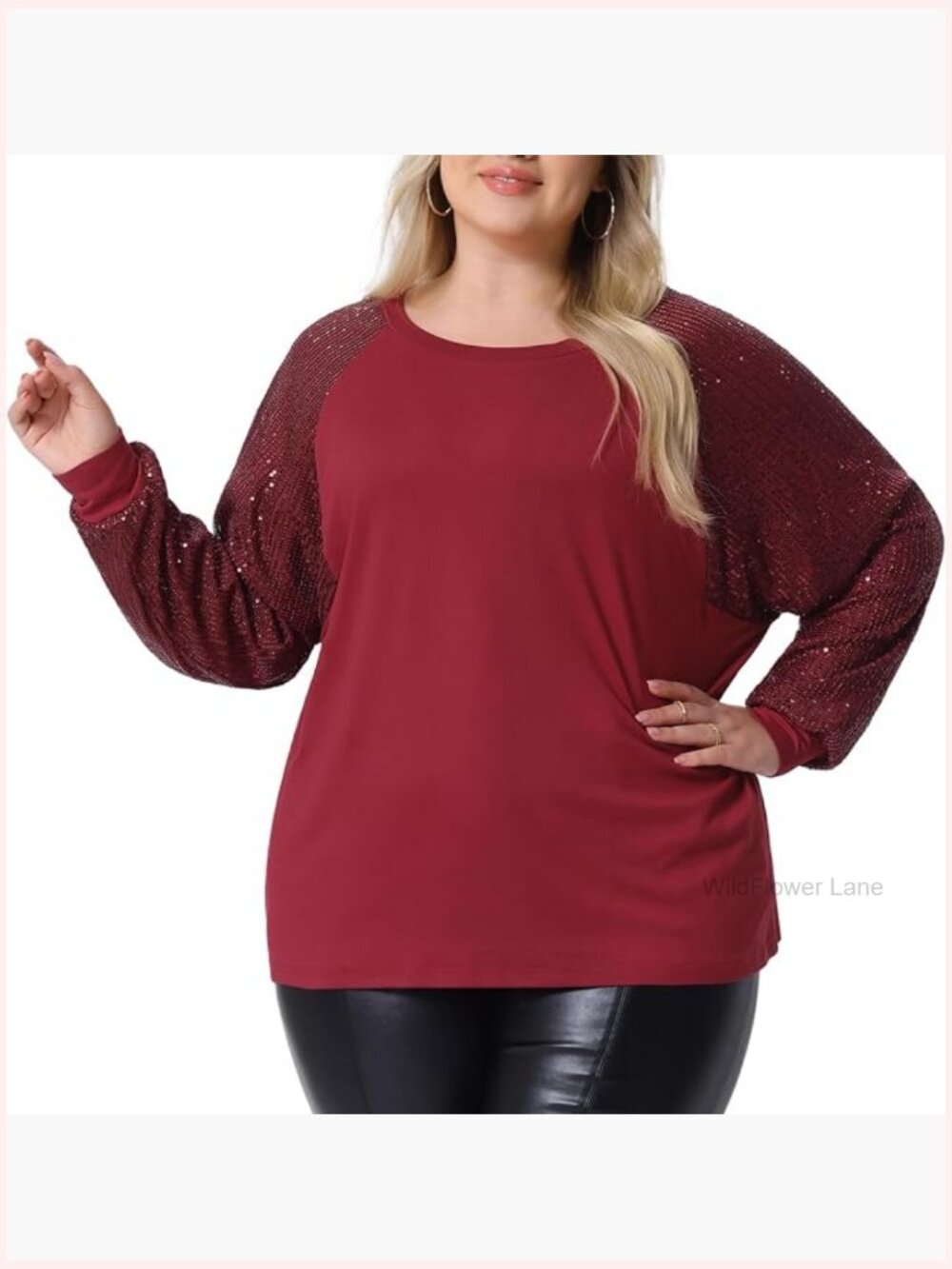 Plus Size Sequin Long Sleeve Tops Sparkle Glitter Party Shirt Blouse